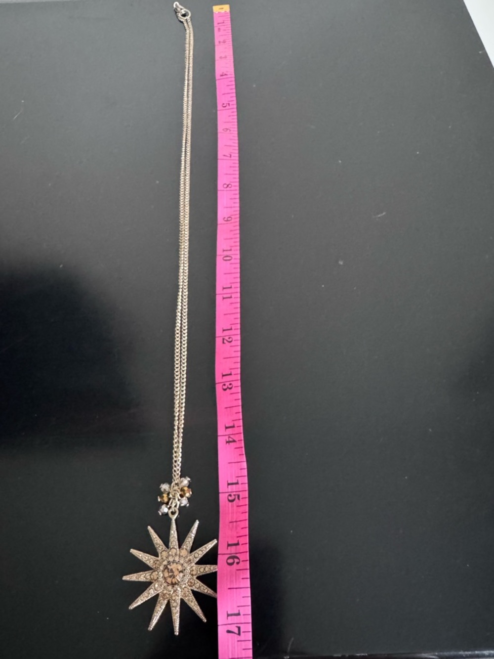 Starburst Pendant Necklace with Amber Crystal Accent